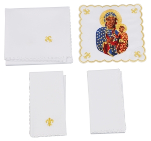 Komplet bielizny liturgicznej z wizerunkiem MB Częstochowskiej (JAK003)