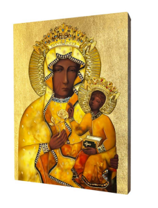 Ikona Matka Boska Częstochowska w bursztynowej sukni (SV306)