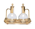 Szklane ampułki ze złoceniami i mosiężną tacką (AMR504)