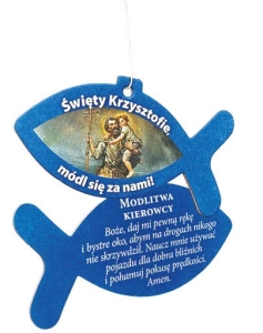 ZAWIESZKA ZAPACHOWA ŚW. KRZYSZTOF „RYBKA Z MODLITWĄ KIEROWCY”