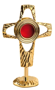 Relikwiarz pozłacany, ażurowy, w kształcie krzyża (RLK001)