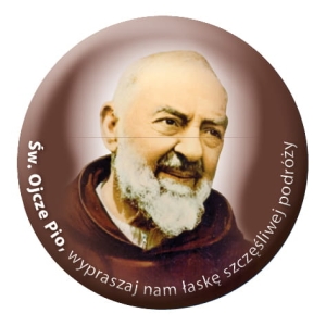 ŚW. OJCIEC PIO - naklejka samochodowa z serii: „PATRONI SZCZĘŚLIWEJ PODRÓŻY” (SGN012)