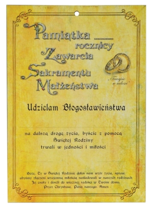 Pamiątka rocznicy zawarcia małżeństwa (082001)