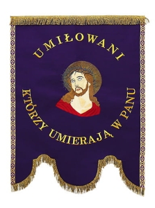 Chorągiew pogrzebowa haftowana, z wizerunkiem Pana Jezusa cierpiacego (SCP005)