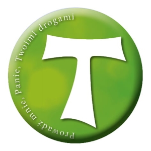 KRZYŻ FRANCISZKAŃSKI „TAUKA” - naklejka samochodowa z serii: „PROWADŹ MNIE, PANIE, TWOIMI DROGAMI" (SGN017)