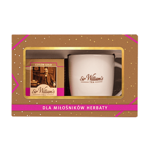 ZESTAW SIR WILLIAM’S TEA 15 HERBAT CZARNYCH CEYLON GOLD Z KUBKIEM PORCELANOWYM (ZSW315)