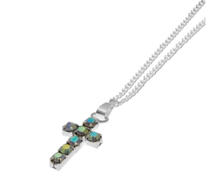 Naszyjnik - krzyżyk - Zirconi - mix kolorów (JSZ001)