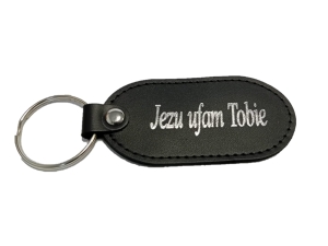 Brelok skórzany do kluczy z napisem Jezu ufam Tobie