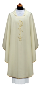 Ornat z motywem eucharystycznym biały (S1182B)