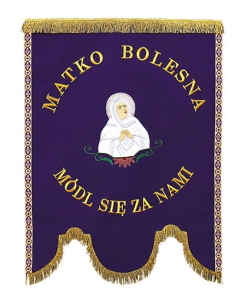 Chorągiew pogrzebowa haftowana, z wizerunkiem Matki Bożej Bolesnej (SCP004)